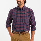 Akins Plaid Cotton Slub Sport Shirt - Mirror Lake Blue