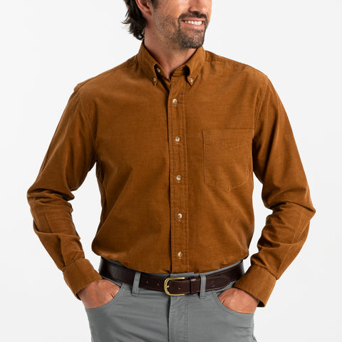 Whitman Cotton Corduroy Shirt - Dark Amber