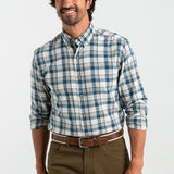 Holling Plaid Cotton/Wool Twill Shirt - Mirror Lake Blue