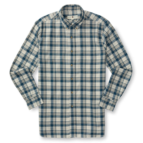 Holling Plaid Cotton/Wool Twill Shirt - Mirror Lake Blue