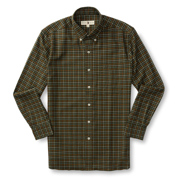 Clement Plaid Cotton Flannel Shirt - Dark Forest Green