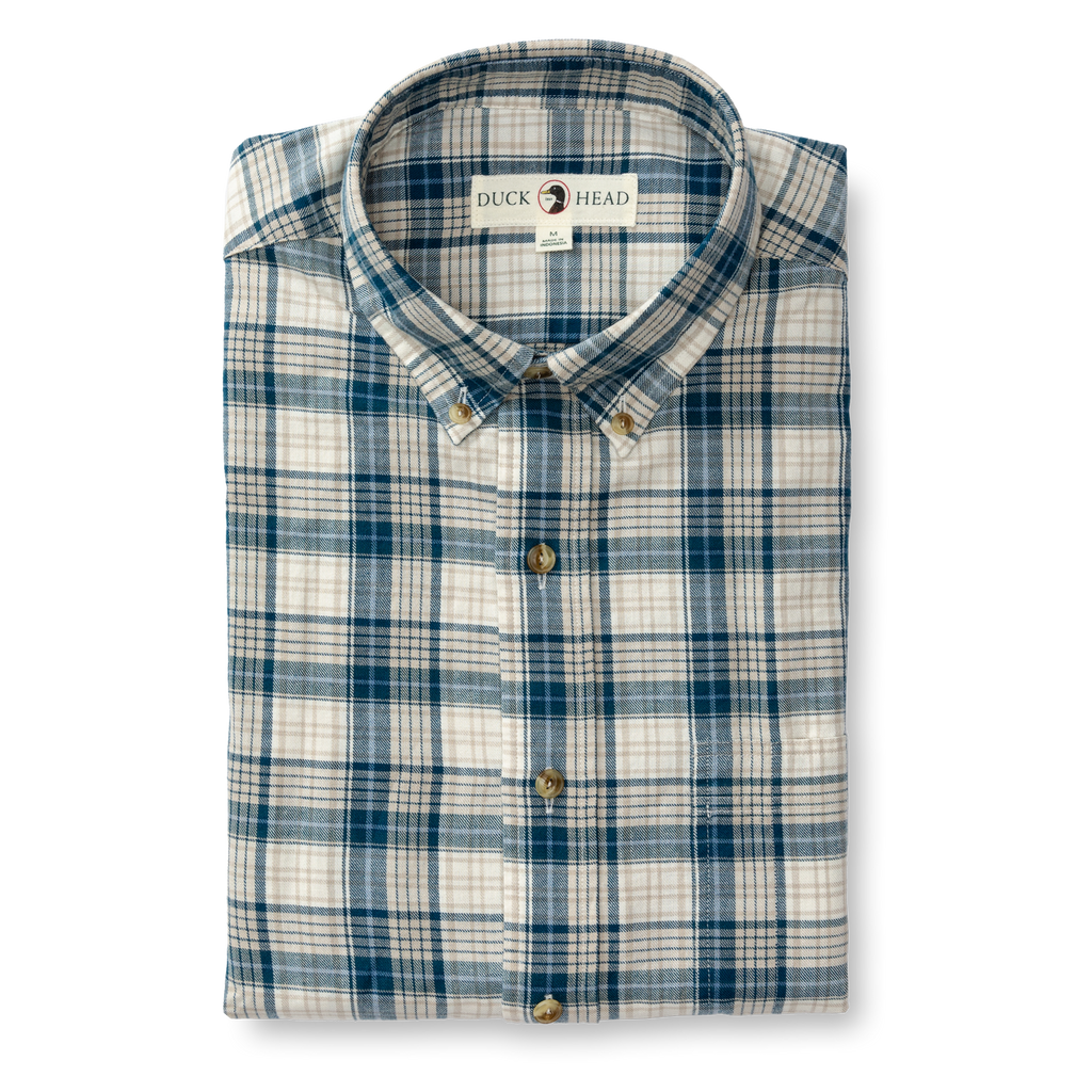 Holling Plaid Cotton/Wool Twill Shirt - Mirror Lake Blue