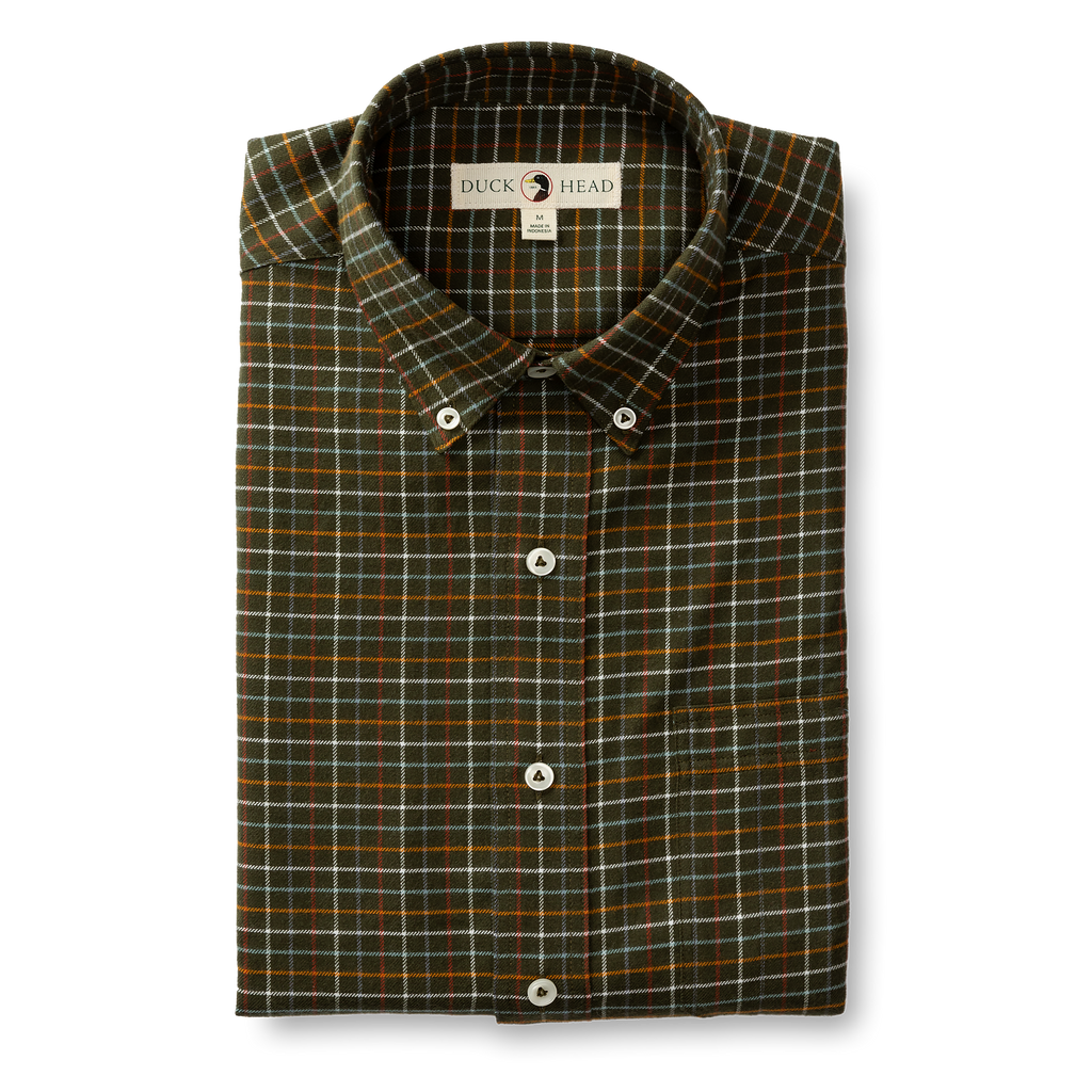 Clement Plaid Cotton Flannel Shirt - Dark Forest Green