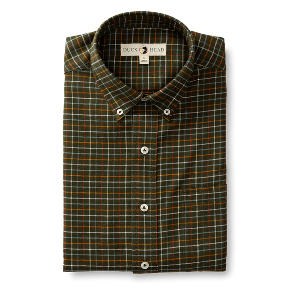 Clement Plaid Cotton Flannel Shirt - Dark Forest Green