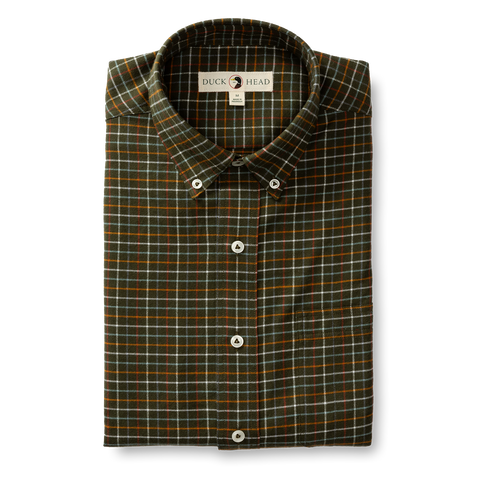 Clement Plaid Cotton Flannel Shirt - Dark Forest Green