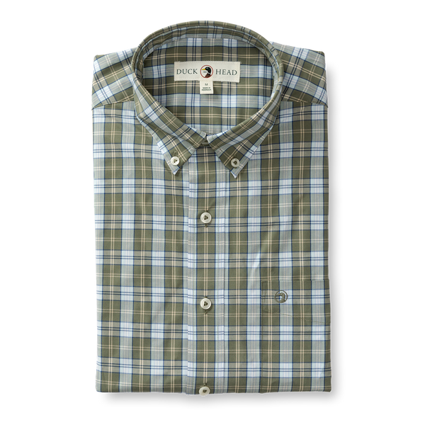 Wester Plaid Performance Poplin Sport Shirt - Deep Lichen Olive