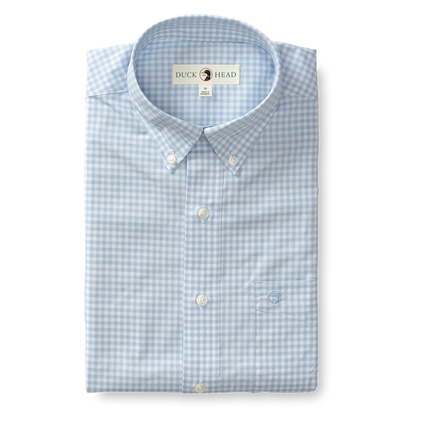 Walton Gingham Performance Poplin Sport Shirt - Zen Blue