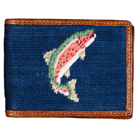 Trout and Fly Needlepoint Bi-Fold Wallet