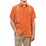 Burnt_Orange_UT_Longhorn_Guayabera_Mens_Mexican_Shirt_for_Men