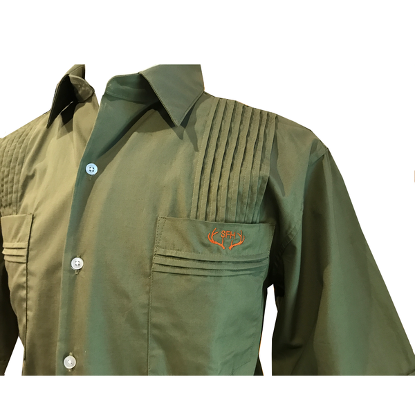 Hunting Dictator Cotton Broadcloth Guayabera Shirts, Mexican Shirts for Men Olive 5