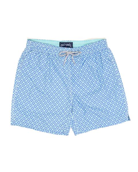 Boy's Diamond Pattern Swim Trunks - Aqua