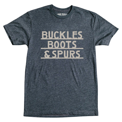 Buckles, Boots & Spurs T-Shirt - Charcoal