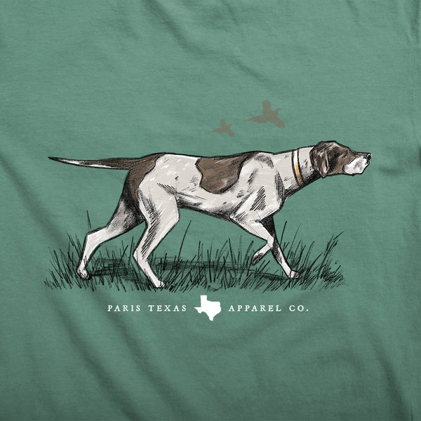 Paris Texas Apparel Co Pointer Hunting Dog Pocket T-Shirt - Pine S