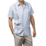 Charleston Hemingway Guayabera Shirt, Mexican Shirt for Men - Blue 3