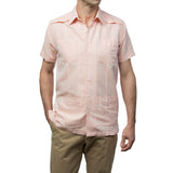 El Presidente Guayabera, Mexican Shirt for Men - Light Orange Linen