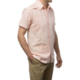 El Presidente Guayabera, Mexican Shirt for Men - Light Orange Linen 2