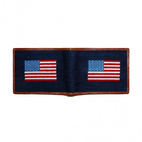 American Flag Needlepoint Bi-Fold Wallet