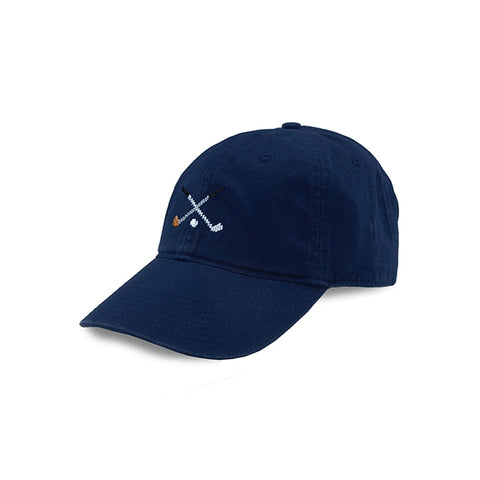Crossed Clubs Needlepoint Hat - Navy