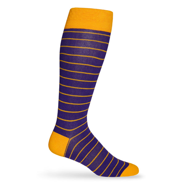 Wide Stripe Alumni Socks Purple and Gold