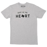 Deep in the Heart T-Shirt - Heather Gray - Vintage Texas Theme Shirt