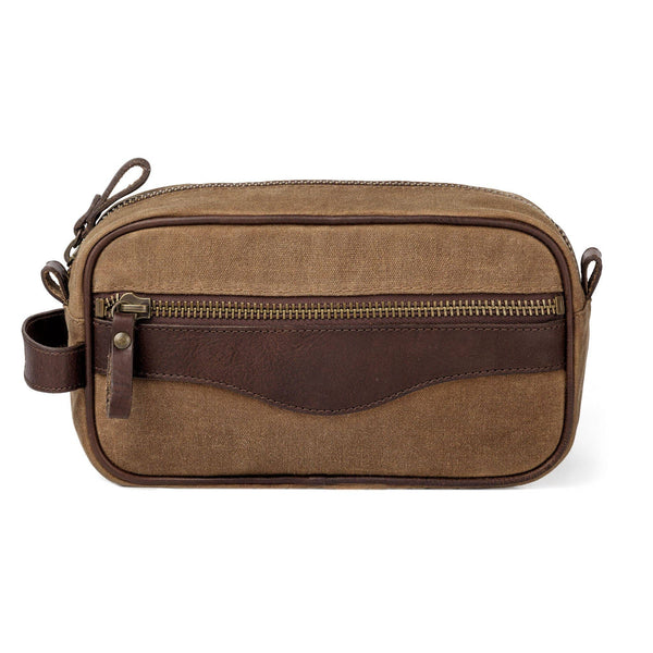 Campaign Waxed Canvas Toiletry Shave Kit - Smoke / Brown