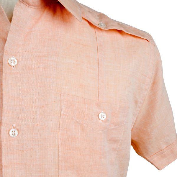 El Guapo Guayabera, Mexican Shirt For Men- Light Orange Linen