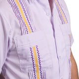 Guayabera Men's Shirt, LSU Hemingway Mini Check Purple, Mexican Shirts for Men  4