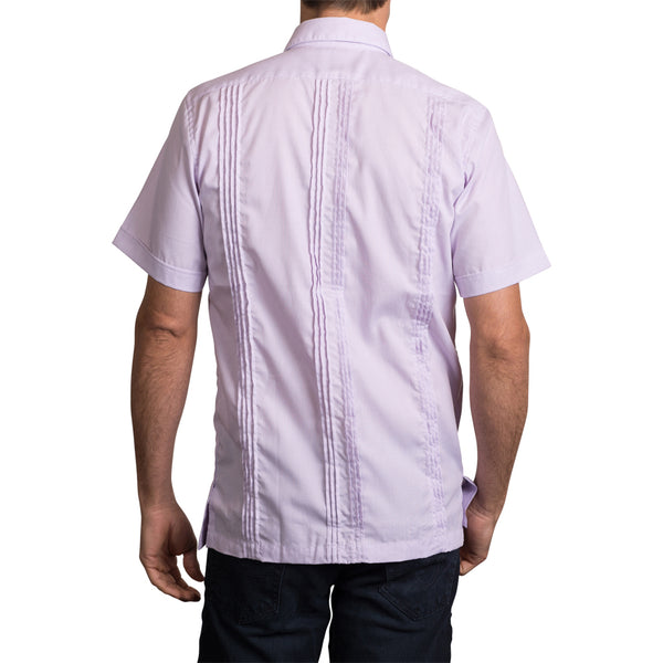 Guayabera Men's Shirt, LSU Hemingway Mini Check Purple, Mexican Shirts for Men 3