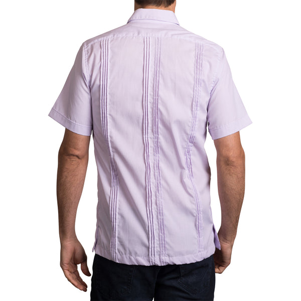 Guayabera Men's Shirt, TCU Hemingway Mini Check Purple, Mexican Shirts for Men 3