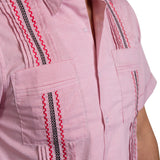 Guayabera Men's Shirt, Texas Tech Hemingway Mini Check Red, Mexican Shirts for Men 4