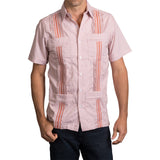 Guayabera Men's Shirt, UT Hemingway Mini Check Burnt Orange, Mexican Shirts for Men 
