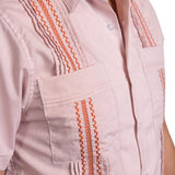 Guayabera Men's Shirt, UT Hemingway Mini Check Burnt Orange, Mexican Shirts for Men 4