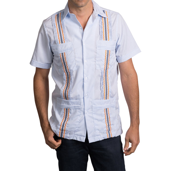 Guayabera Men's Shirt, Astros Hemingway Light Blue Mexican Shirts for Men 
