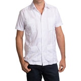Havana Hemingway Pima Cotton Broadcloth Guayabera Shirts, Mexican Shirts for Men White