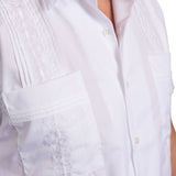 Havana Hemingway Pima Cotton Broadcloth Guayabera Shirts, Mexican Shirts for Men White 3