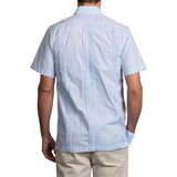 Guayabera Men's Shirt Monterey Hemingway Gingham Lagoon Blue, Mexican Shirts for men 3