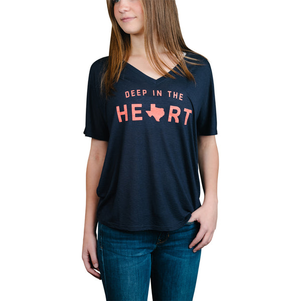 Deep in the Heart Women's V-Neck T-Shirt - Navy