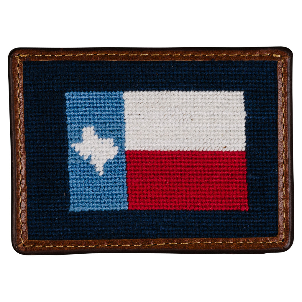 Smathers & Branson Texas Flag Needlepoint Card Wallet