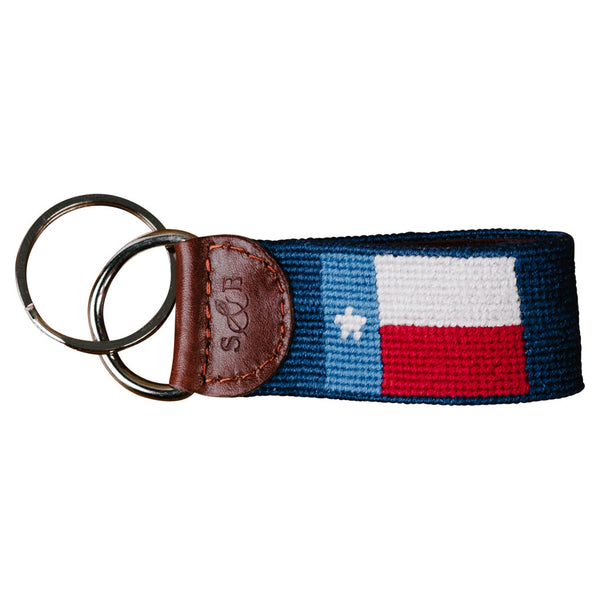 Texas Flag Navy Needlepoint Key Fob