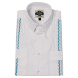 Mens Guayabera Shirt Cotton White with Blue Broadcloth Mexican Shirts for Men 2